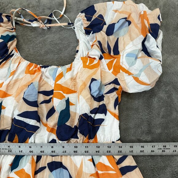 Skies Are Blue Tiered Midi Dress MEDIUM Puff Sleeve Summer Sundress - Picture 5 of 7